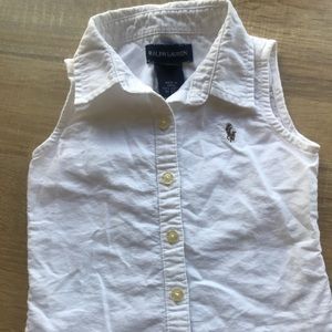 White sleeveless girls button up